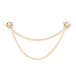 Gold Star Brooch Pin Hanging Chain Lapel Pin for Men Suits Metal Tassel Chain Collar Pins Suit Brooch Star Lapel Pins for Men Women Shirts Suits Sweater Dress Accessories