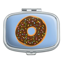 Cute Donut with Sprinkles Chocolate Icing Rectangle Pill Case Trinket Gift Box