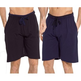 INSIGNIA Mens Pyjamas Lounge Shorts Bottoms 2 Pack (Premium Black Navy, XL)