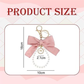 boocooberg Key Chain Band, Cute Bow Key Pendant, Women Key Pendant, Girls, Pearl Key Pendant, Car Key Pendant, Accessories, Gift for Women, Pink (pink 1)