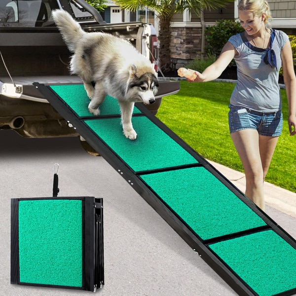 Maximum Length 71" Large Dog Car Ramp, Folding Dog Ramp with Anti-Slip Surface, Pet Stairs Ramp for Dogs to Get Into a SUV,Truck & Outdoor Steps, Extra Long Dog Ramp for 250lbs Large Dogs SUV & Truck