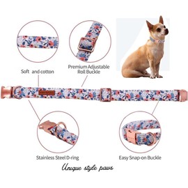 Unique style paws Blue Rose Dog Collar Puppy Collars Harnesses & Leads For Dogs Uk Bow Tie Soft Adjustable Cute Flower Comfortable Collars Pet Gift For Small Medium Large Dogs S