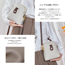 Bearneko Women's Smartphone Pouch, Shoulder Bag, Genuine Leather, Smaller, Cross-body Purse Shoulder Bag, Lightweight, Waterproof, Smartphone Shoulder Bag, Fashion, Gift, white