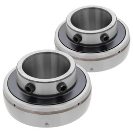 [2-Pack] UC207-23 - Insert Bearing - 1.437 in Bore - 2.835 in Outer Diameter - 1.689 in Width - 0.787 in Outer Ring Width - Set Screw Locking Collar, Double Sealing, Relubricable
