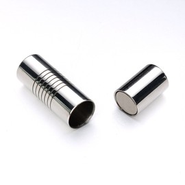 Linsoir Beads Inner Hole Size 2mm Magnetic Clasp Magnetic Closure Cylinder Shell for Leather Cord 5 Sets