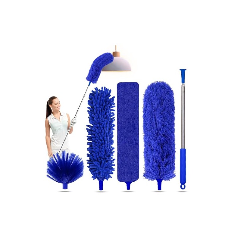 5 en 1 Kit de plumeros, plumeros para limpieza (azul)