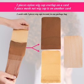 eboot 3 Pack Wig Caps (Neutral Beige, Light Brown and Black Mesh)