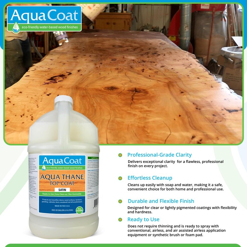 Aqua Thane Topcoat in Satin Finish - Premium Water-Based for