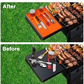 Silicone Griddle Tools Mat for Blackstone, Griddle Accessories for Blackstone, ddLUCK Silicone Grill Mats, Food Grade Side Shelf Mat for Outdoor Grill, Silicone Grill Pad for Blackstone（Orange）