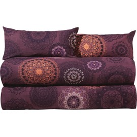 Erwin Müller Bed Linen Economy Pack 4-Piece Mako Satin Aubergine Size 155 x 220 cm (40 x 80 cm)
