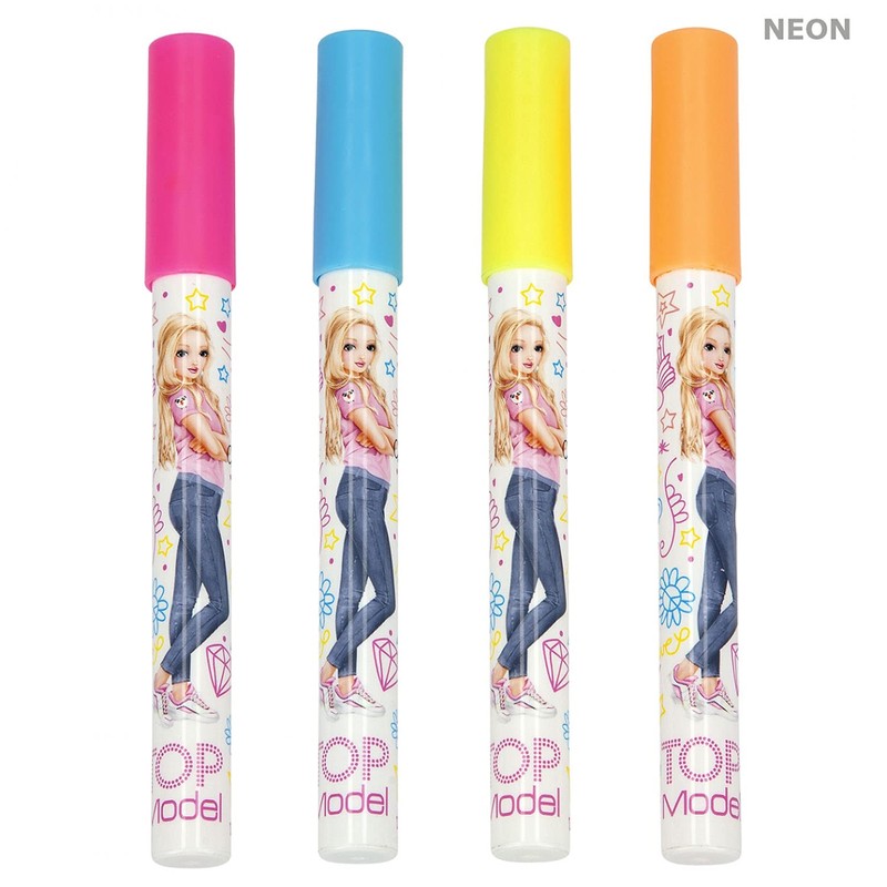 Depesche TOPModel 3555 Neon Decomarker, 4 Pens in Pink, Orange,