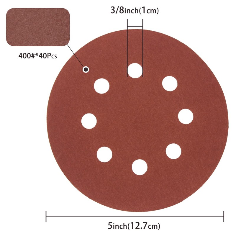 LESNIC 400 Grits 100pcs Sanding Discs, 125mm / 5 inch