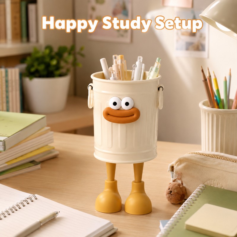 Cartoon Pen Holder for Desk Organization - ABS Stationery Storage