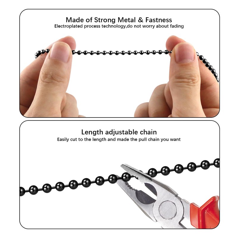 Dotlite 2Pack Black Wooden Ceiling Fan Pull Chain Extender, 12in