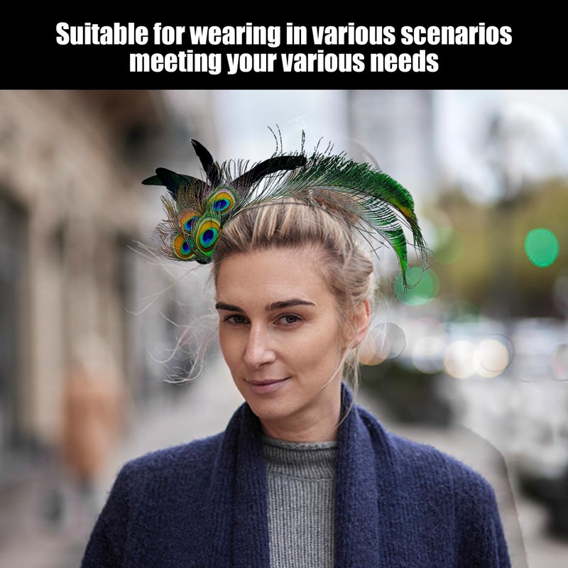 1 Piece Peacock Feather Headband, Retro Headband, Masquerade Accessories, Ele