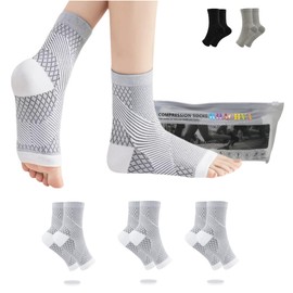 KHACHVA 3Pairs Foot & Ankle Brace Socks for Sprained,Foot Neuropathy Socks,Nano Neuropathy Socks for Women & Men Compression Socks For Women & Men,Comprex Ankle Brace Sleeves