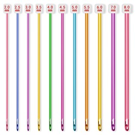 NILLOS Crochet Hooks, 11 PCS Knitting Needles Set for Crafting with Yarn and Crocheting (2mm to 8mm)