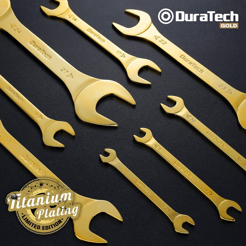 DURATECH Super-Thin Open End Wrench Set, Metric, 8-Piece, 5.5mm to
