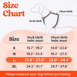 rabbitgoo Dog Harness for Large Dogs, No Pull Pet Vest with 3 Buckles, Adjustable Soft Padded Pet Harness with Easy Control Handle and Reflective Strips, Orange, L