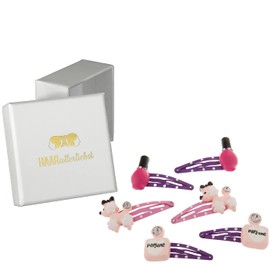 HAARallerliebst Hair Clips Set (6 Pieces | Beaty Salon | Colourful) for Girls with Storage Box (Box Colour: White)