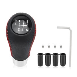 Fit4drive 6 Speed Gear Knob，Car Gear Shift Knob Leather Gear Stick Shift Cover for Manual Automotive Vehicles - Red
