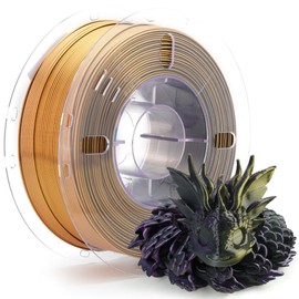 VOXELAB Silk Tri-Color PLA Filament 1.75mm for 3D Printer, Rainbow Multicolor Silk PLA 1KG (2.2lbs) Spool, High Precision +/- 0.03mm, Smooth & Shiny 3D Printing Filament,Purple Gold Black