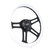 New World Motoring 14" 4 Spoke Black Steering Wheel WHITE