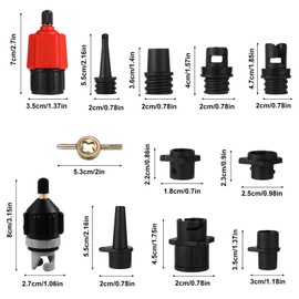 Wjelet Aufblasbarer SUP Pumpenadapter，Paddle Board Ventiladapter Mit 9 Standard Luftpumpendüsen für Schlauchboote, Stand Up Paddle Board, Aufblasbarer Bett (Rot + Schwarz)