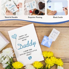 Qiliji Happy 1st Father's Day As My Daddy Card, First Father's Day Card from Baby Boy Girl, 1st Father's Day Card for New Dad, I Love You With My Whole Little Heart
