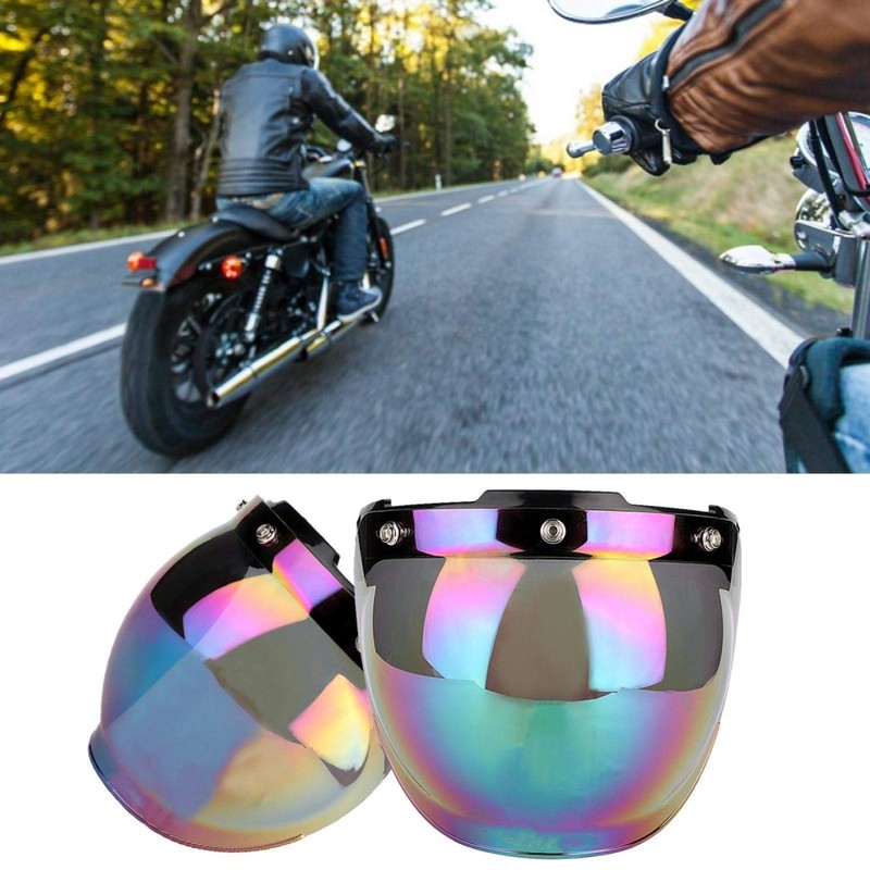 WLGOLD Helmet Windshield, Motorcycle Retro 3 Snap Sun Visor Shield