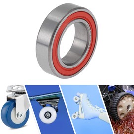 ACROPIX Bearings 15267-2RS Ball Bearings Double Seal 15x26x7mm Red Silver Tone Deep Groove Ball Bearings Pack of 2