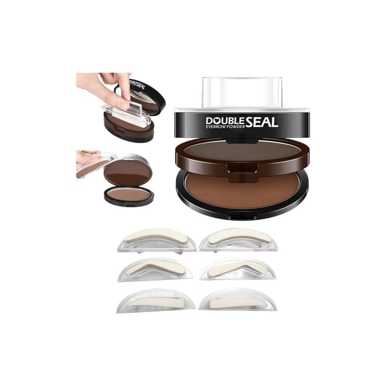 Double Colour Eyebrow Stamp Kit, Waterproof & Sweatproof Eyebrow Powder