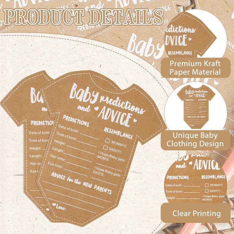 40 Pcs Baby Prediction Cards, Kraft Paper, for Predicting Baby’s