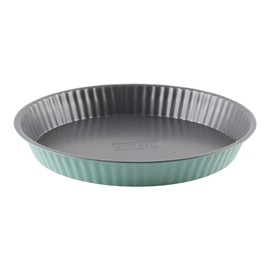 The Great British Bake Off Quiche/Tart Tin for Baking, Baking Pan for Pie, Flan, Tartes & More, with Loose Base, 3.5cm Deep, Non Stick Coated Carbon Steel in Duck Egg Blue, 25cm Diameter