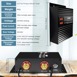 Zhushan 150 Amp Dual Battery Smart Isolator Universal 12V/24V Voltage Sensitive Relay for VSR for Car, RV, ATV, UTV, Camper, Truck, Boat, Off-Road Vehicles