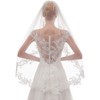 EllieHouse Womens Short Fingertip Length 1 Tier Lace White Wedding