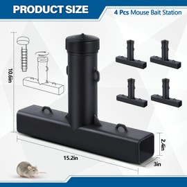 Qualirey 4 Pcs Rodent Bait Station Mouse Rat Stations 15.2 x 10.6 Inch Dual Entrances Rodent Rat Poison Box Vole Traps Compatible with Bait Blocks Liquid or Granular for Outdoor Indoor
