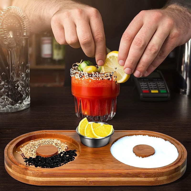 Daiilg Bamboo Barkeepers Salt Box Sugar Rimmer Cocktail Salt Shaker