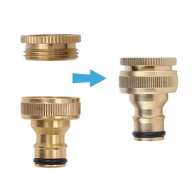 Brass Garden Tap Hose Connector Outside Tap Connectors Kit,Hose End Quick Connect Fitting 3/4" Hose Pipe Quick Connector,1/2 & 3/4 Inch 2-in-1 Threaded Tap Connector Adapter for Watering,Car Washing