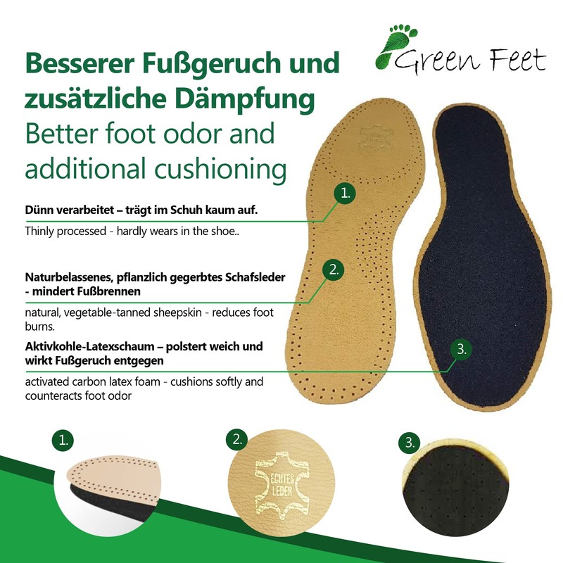 2 Pairs of Genuine Leather Insoles Basic Insoles Brown for