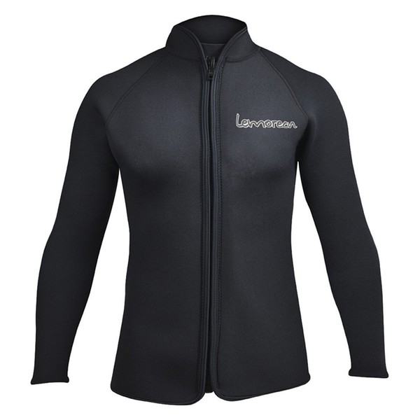 Lemorecn Men’s 3mm Wetsuits Jacket Long Sleeve Neoprene Wetsuits Top(2031black3XL)