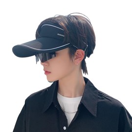 ZVCXOE Men's UV Protection, Golf Visor, Wide Brim, Small Face Effect, Glasses Included, UV Protection, Cool, Breathable, Sweat Absorbent, Quick Drying, No Flying, Sun Protection, Size Adjustable