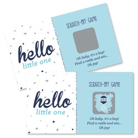 Big Dot of Happiness Hello Little One - Blue and Silver - Boy Baby Shower Game Scratch Off Cards - 22 Count