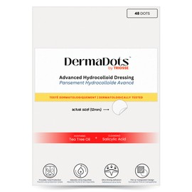DermaDots Acne Patches - Pack of 48 Translucent Hydrocolloid Pimple Patch Spot Treatment Stickers with Tea Tree Oil & Salicylic Acid for Face and Body - Fast-Acting, Vegan & Cruelty Free Skin Care