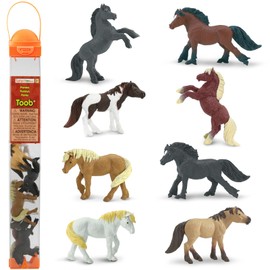 Safari Ltd. Ponies TOOB - 8 Figurines: Dartmoor, Highland, Fell, Welsh, Quarter, Shetland, Chinoteague, Exmoor Pony - Educational Toy Figures For Boys, Girls & Kids Ages 3+