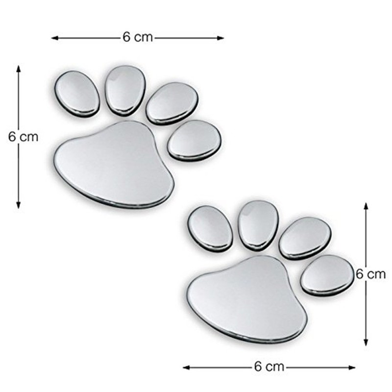 MINGZE 4pcs 3D Chrome Dog Paw Footprint Car Sticker, Auto