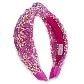 Jowxsx Pink Sequin Knotted Headbands and for Girls Women Sequin Headb Sparkly HairBands Fashion Glitter Wide Top Knot Headband for Sport Cute Hair Accessories Birthday Gifts Clips and Barrettes