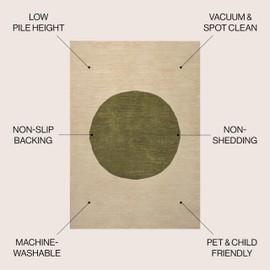 JONATHAN Y WSH113C-4 Cirkel Minimalist Geometric Dot Machine-Washable Indoor Area-Rug, Scandinavian, Modern, Bohemian Easy-Washing,Bedroom,Kitchen,Living Room,Non Shedding, Cream/Green, 4 X 6