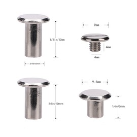 YMAISS 90 Sets Chicago Screws 3 Size 1/4,3/8,1/2in Screw Posts Bookbinding Posts Binding Screw Chicago Button Post Rivets Screw Belt Screws Leather Photo Albums Screw Round Flat Head, Silver Color box