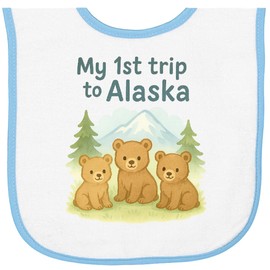 inktastic My 1st Trip To Alaska with Cute Bears Baby Terry Cloth Bib White and Light Blue 46ca5